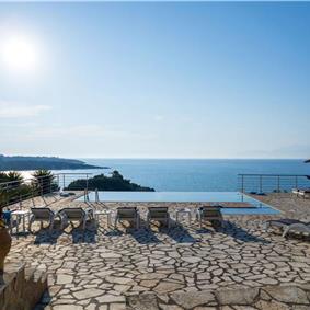 7 bedroom seafront luxury villa with pool & jacuzzi, near Acharavi, sleeps 14-15